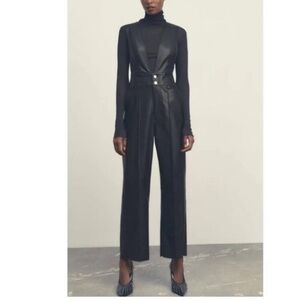 Zara faux leather jumpsuit overall black size m new
